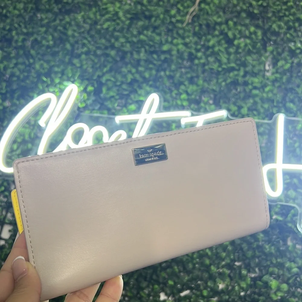Kate Spade Arbour Hill Large Stacy Beige Cream and Yellow Wallet